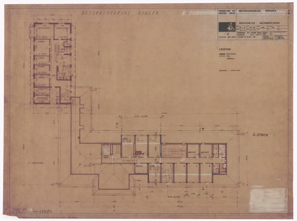 Horgen: Bezirksgebäude: 3. Stock; Grundriss