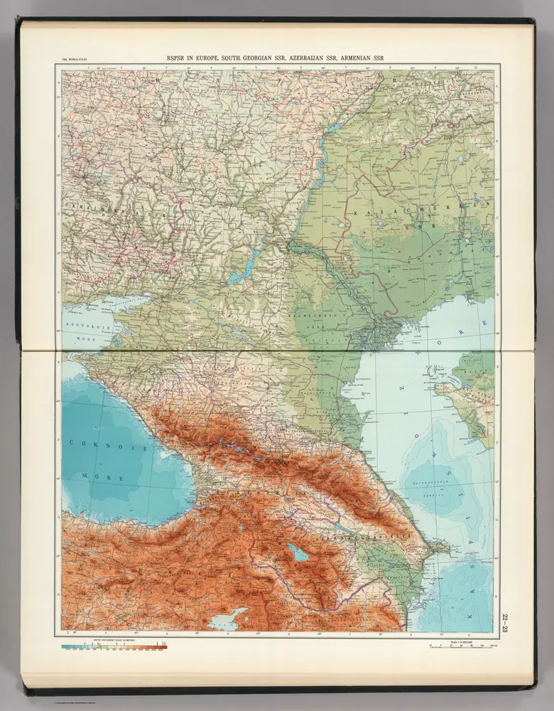 22-23.  RSFSR in Europe, South.  Georgian SSR, Azerbaijan SSR, Armenian SSR.  The World Atlas.