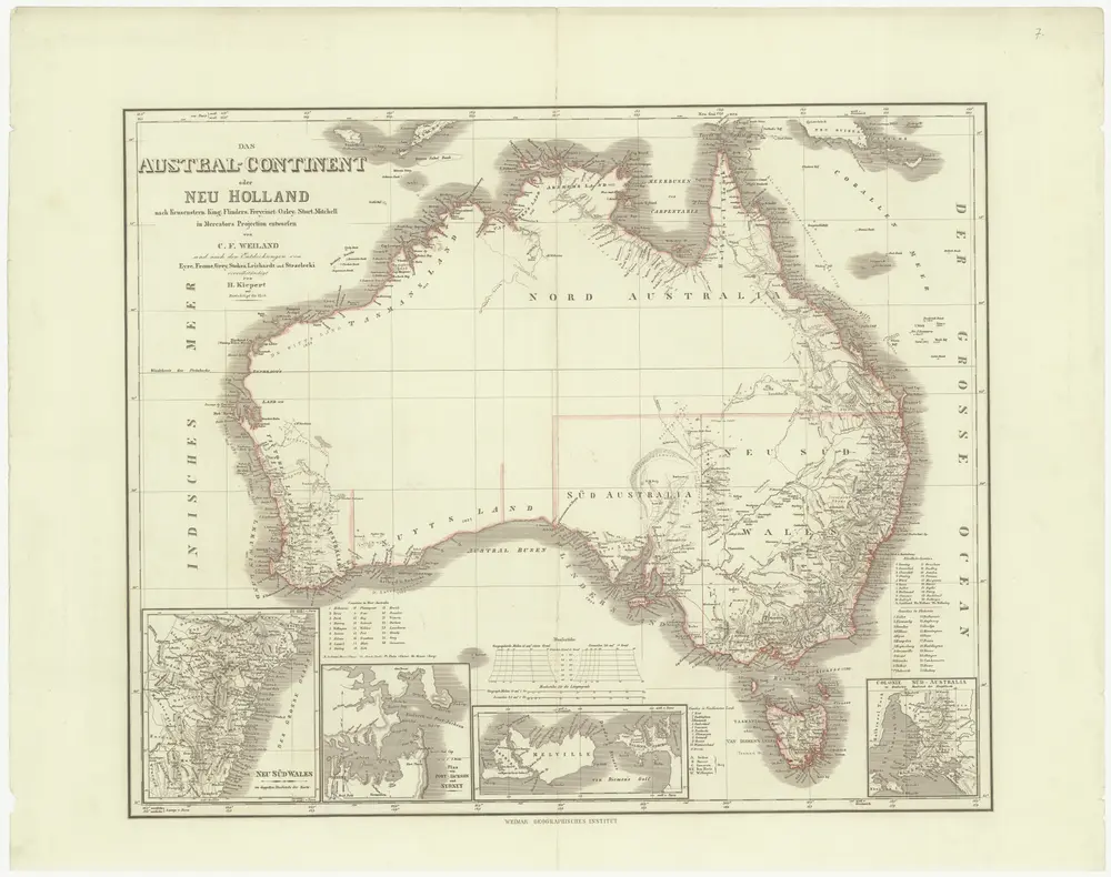 Das Austral-Continent oder Neu Holland nach Krusenster, King, Flinders, Freyeinet, Oxley, Sturt, Mitchell