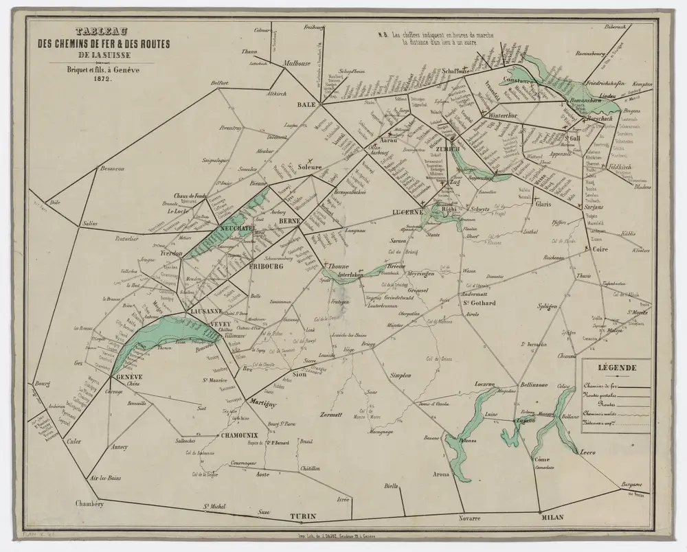 Tableau des chemins de fer et des routes de la Suisse