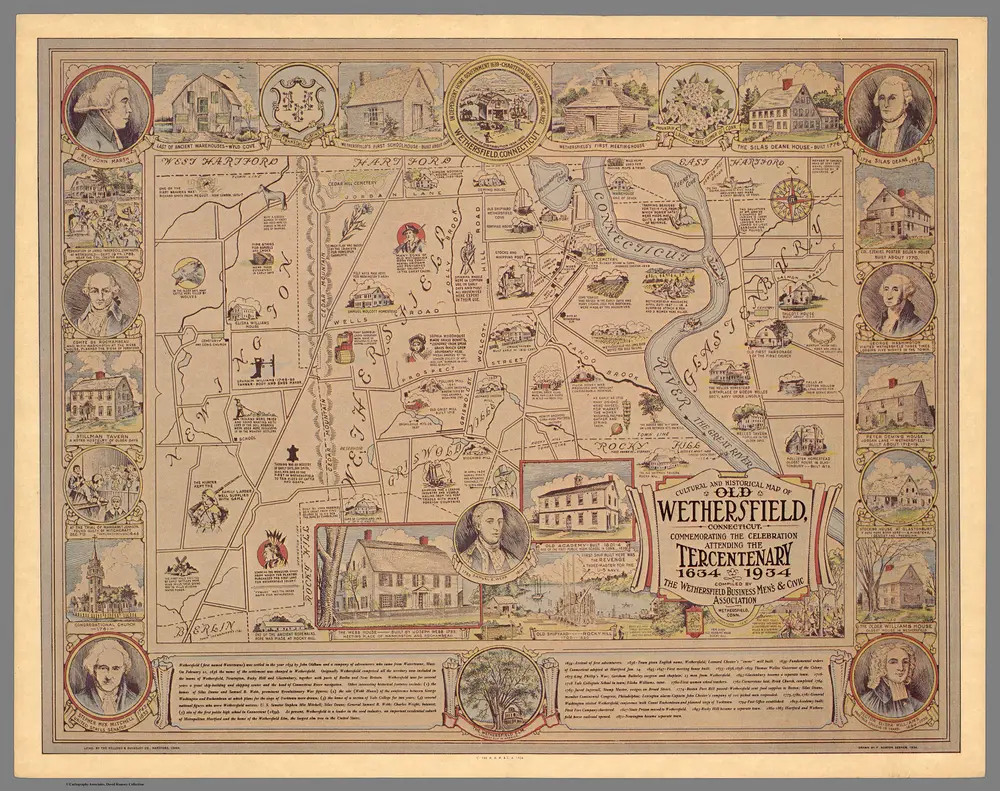 Cultural and historical map of old Wethersfield, Connecticut