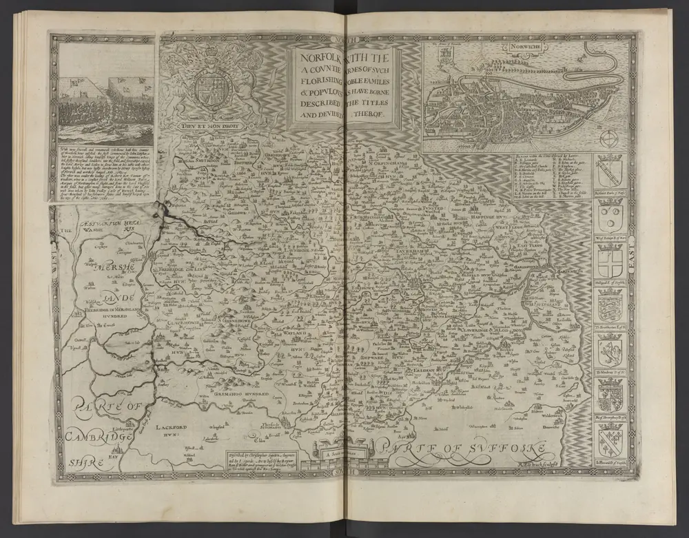 A Prospect of the Most Famous Parts of the VVorld. | Viz. Asia, 3 Affrica, 5 Europe, 7 America, 9 | With these Kingdomes therein contained; Grecia, 11 Romane Empire, 13 Germanie, 15 Bohemia, 17 France, 19 Belgia, 21 Spaine, 23 Italie, 25 Hungarie, 27 Denmarke, 29 Poland, 31 Persia, 33 Turkish Empire, 35 Kingdome of China, 37 Tartaria, 39 Sommer Ilands, 41 Civill Warres, in England, Wales, and Ireland, You shall find placed in the beginning of the second book marked with these *** and (5) | Together with all the Provinces, Counties, and Shires, contained in that large Theater of Great Britaines Empire. Performed by John Speed.