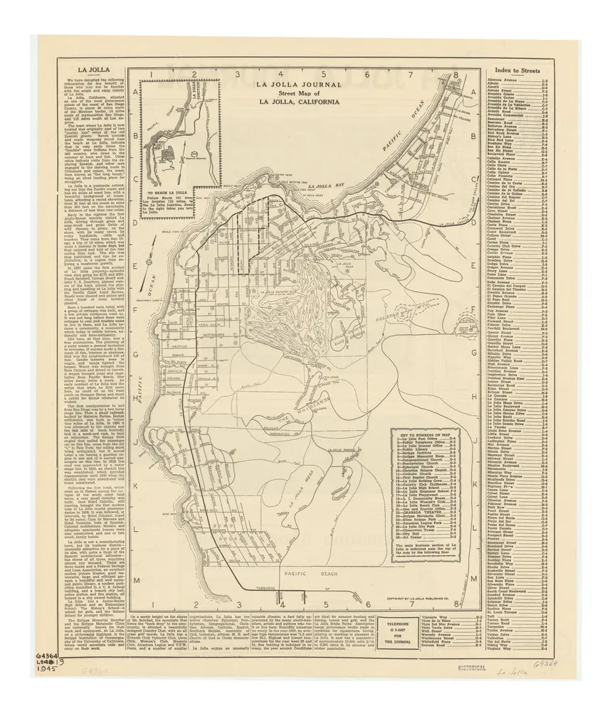 La Jolla Journal street map of La Jolla, California