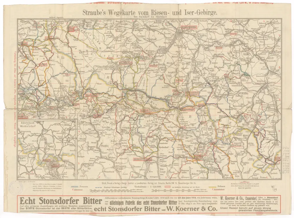 Straube's Wegkarte vom Riesen- und Iser-Gebirge