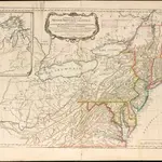 A general map of the middle British colonies, in America, containing Virginia, Maryland, the Delaware counties, Pennsylvania and New Jersey : with the addition of New York, and the greatest part of New England, as also of the bordering parts ...