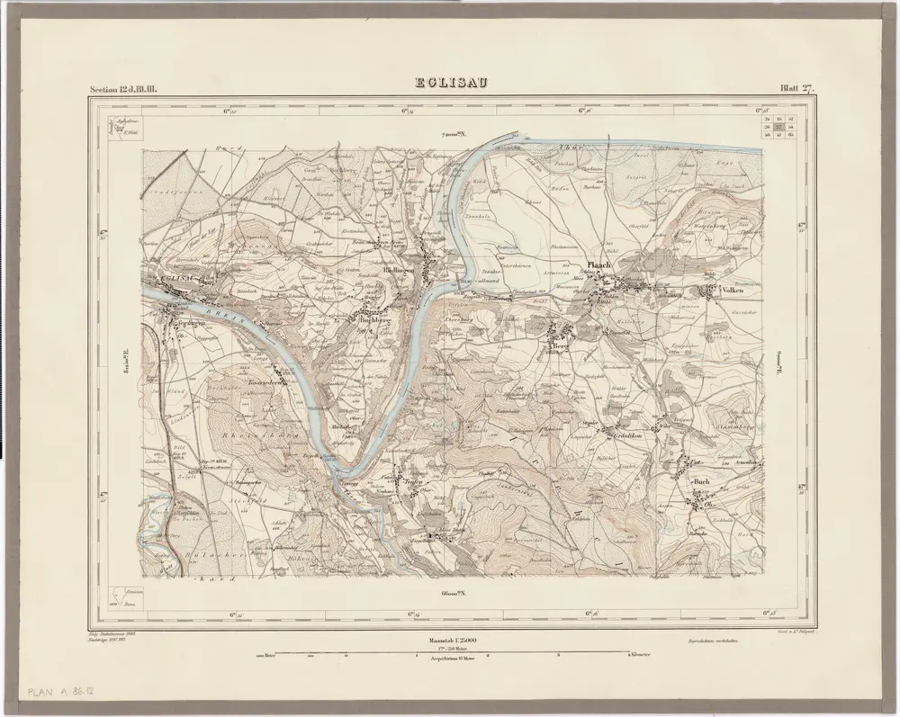 Topographischer Atlas der Schweiz (Siegfried-Karte): Den Kanton Zürich betreffende Blätter: Blatt 27: Eglisau