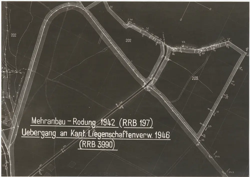 Embrach: Staatswaldung: Im Jahr 1942 gerodete Waldfläche im Hard (Hardwald) südlich von Geissenrain und Hardrüti; Grundriss