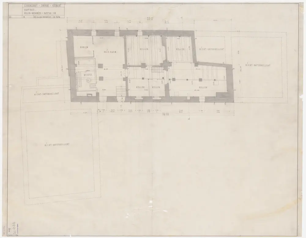 Küsnacht: Lehrerseminar; Haupthaus; Kellergeschoss; Grundriss