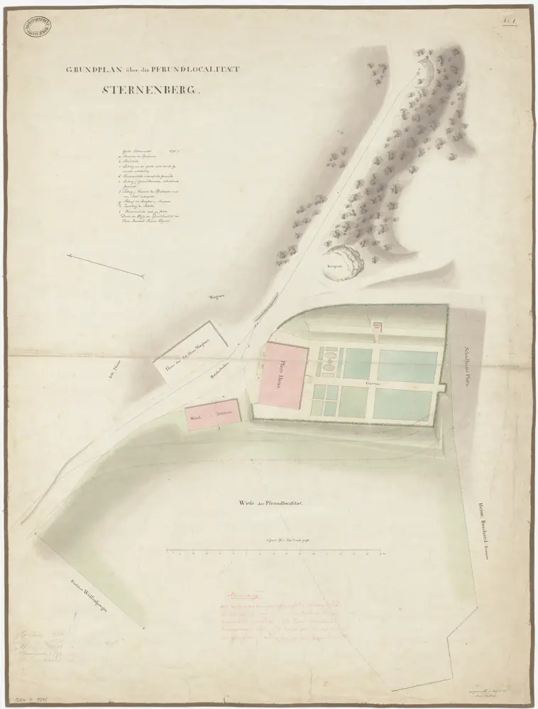 Sternenberg: Pfrundlokalität mit Pfarrhaus und Umgebung; Grundriss (Nr. 1)