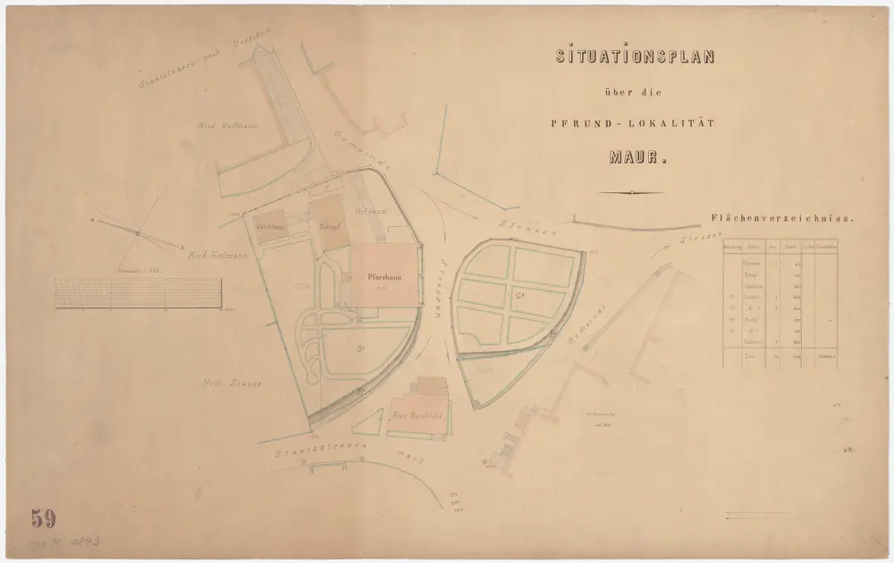 Maur: Pfrundlokalität mit Pfarrhaus und Umgebung; Grundriss