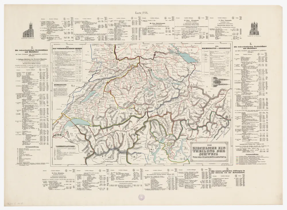 Geologische Spezialkarte des Grossherzogtums Baden, Blatt 144: Stühlingen: Karte IX: Die kirchliche Einteilung der Schweiz vor der Kirchentrennung