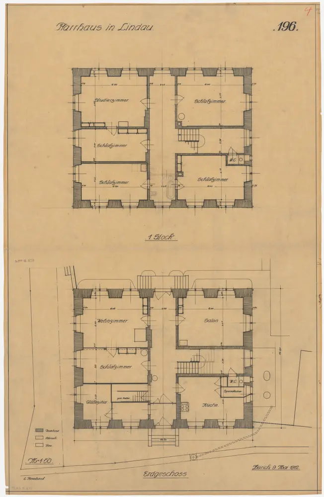 Lindau: Pfarrhaus, Erdgeschoss und 1. Stock; Grundrisse (Nr. 4)