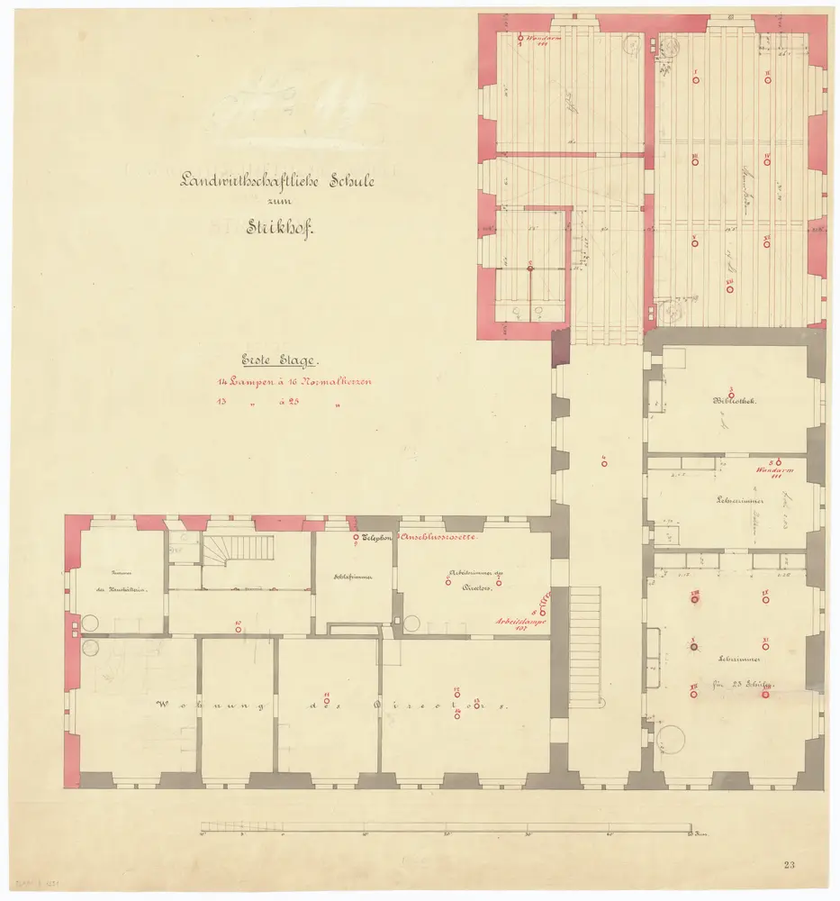 Landwirtschaftliche Schule Strickhof: 1. Stock; Grundriss (Nr. 23)