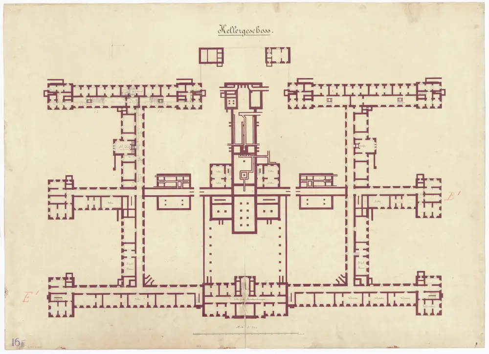 Irrenanstalt Burghölzli: Kellergeschoss; Grundriss