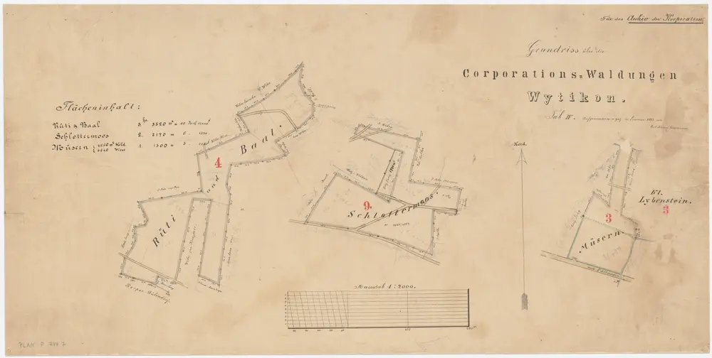 Witikon: Spital- und Genossenschaftswaldungen: Genossenschaftswaldungen Rüti, Baal, Schlottermoos, Müseren (Müsern); Grundrisse (Tab. IV)