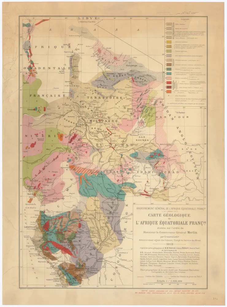 Carte géologique de l'Afrique équatoriale Franc[ai]se