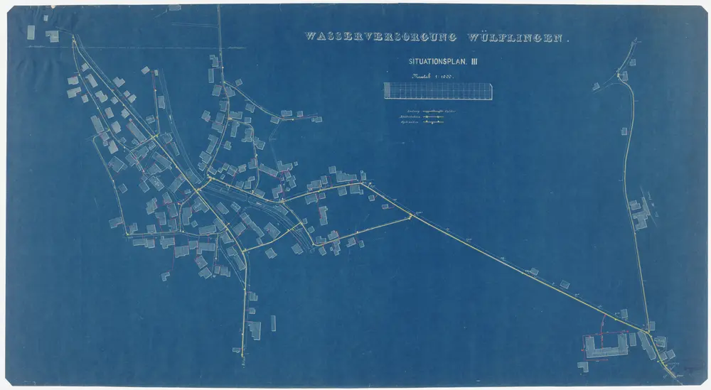 Wülfllingen: Wasserversorgung im Dorf bis zur Fabrik Beugger bei der Töss; Situationsplan (Blatt 3)