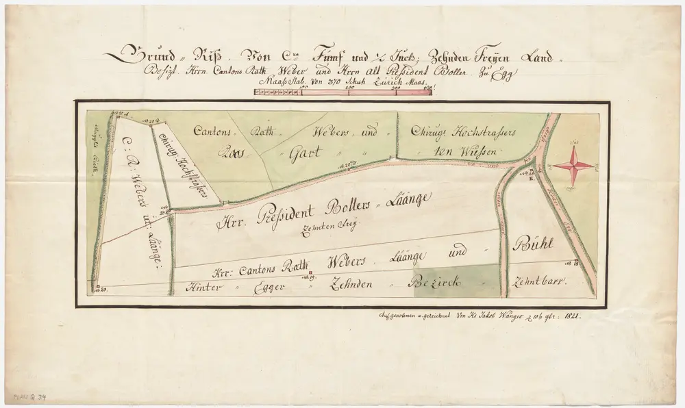 Egg: Herrn Kantonsrat J. J. Weber und alt Präsident Boller gehörendes zehntenfreies Land bei Tühlacker und Längi; Grundriss