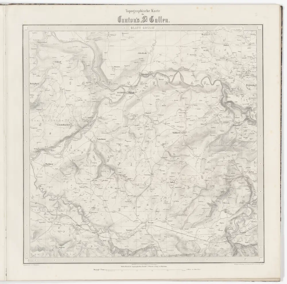 Topographische Karte des Kantons St. Gallen mit Einschluss des Kantons Appenzell (Eschmann-Karte): Blatt Gossau