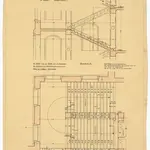 Universität Zürich (Chemisches Institut) und Kantonsschule Zürich, Neubau Rämistrasse 76: Treppenhäuser und Granittreppen: Abteilung Kantonsschule, Haupttreppe vom 1. Stock in den Dachstock; Grundriss und Schnitt