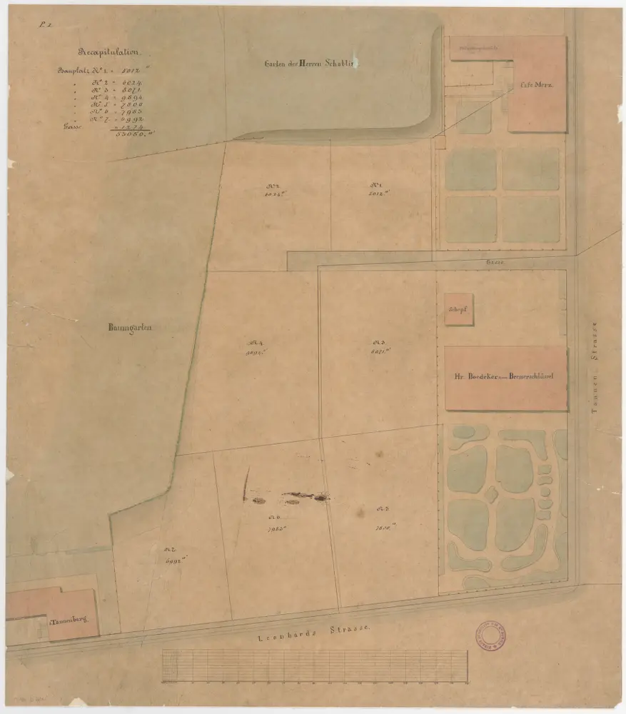 Zürich: Liegenschaften an Tannenstrasse und Leonhardstrasse; Grundriss (P. I)