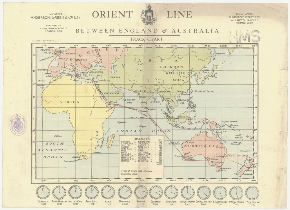 Orient line between England & Australia