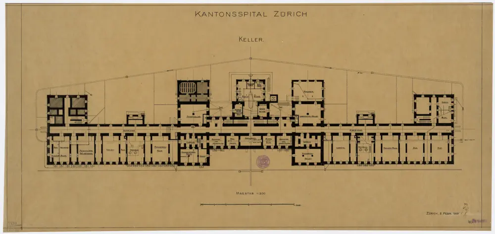 Zürich: Kantonsspital, Keller; Grundriss