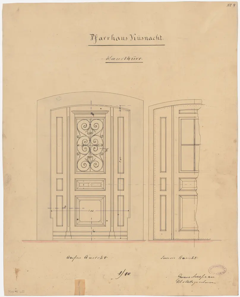 Küsnacht: Pfarrhaus, Haustüre; Ansichten (Nr. 9)