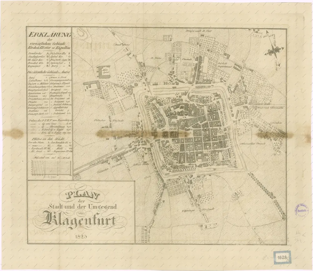 Plan der Stadt und der Umgebung von Klagenfurt