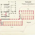 Kantonale Strafanstalt Oetenbach: Um- und Ausbau; Frauenabteilung, Küchenbau, Saalbau und Turmbau, Erdgeschoss; Grundrisse