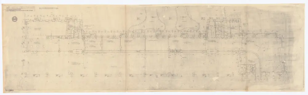 Kantonsschule Hottingen (Abteilung II der Töchterschule der Stadt Zürich), Hauptbau: Grundrisse: Tiefparterre; Grundriss