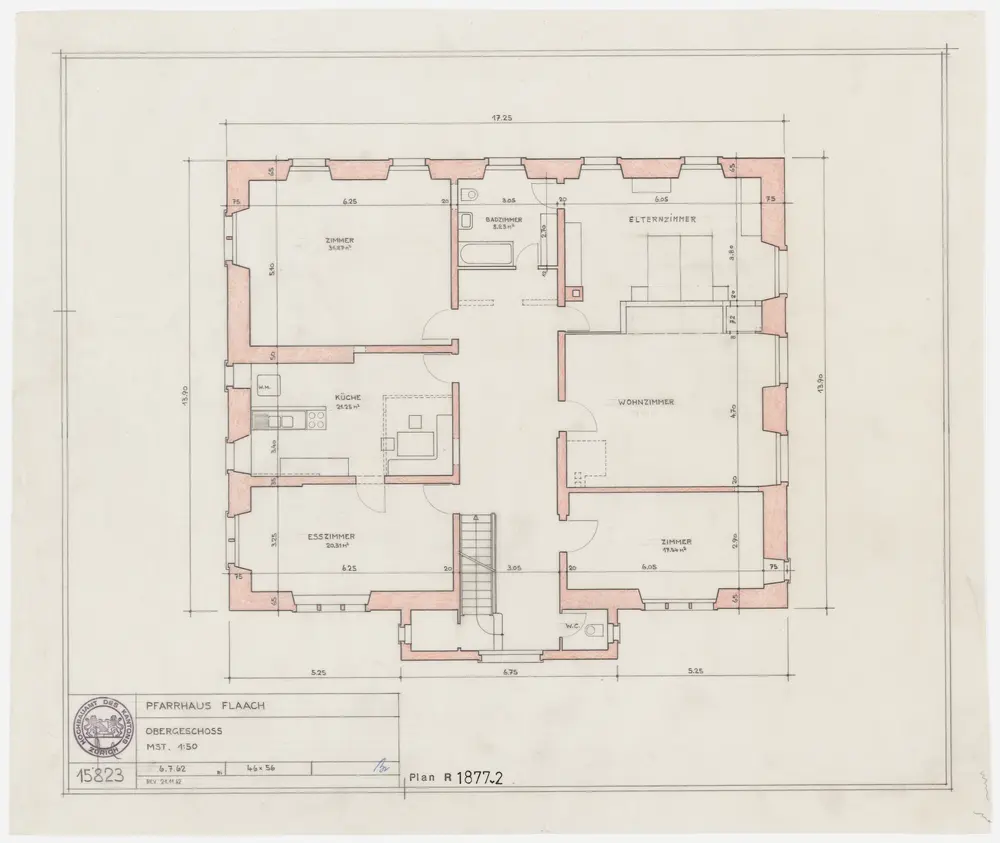 Flaach: Pfarrhaus: 1. Stock; Grundriss