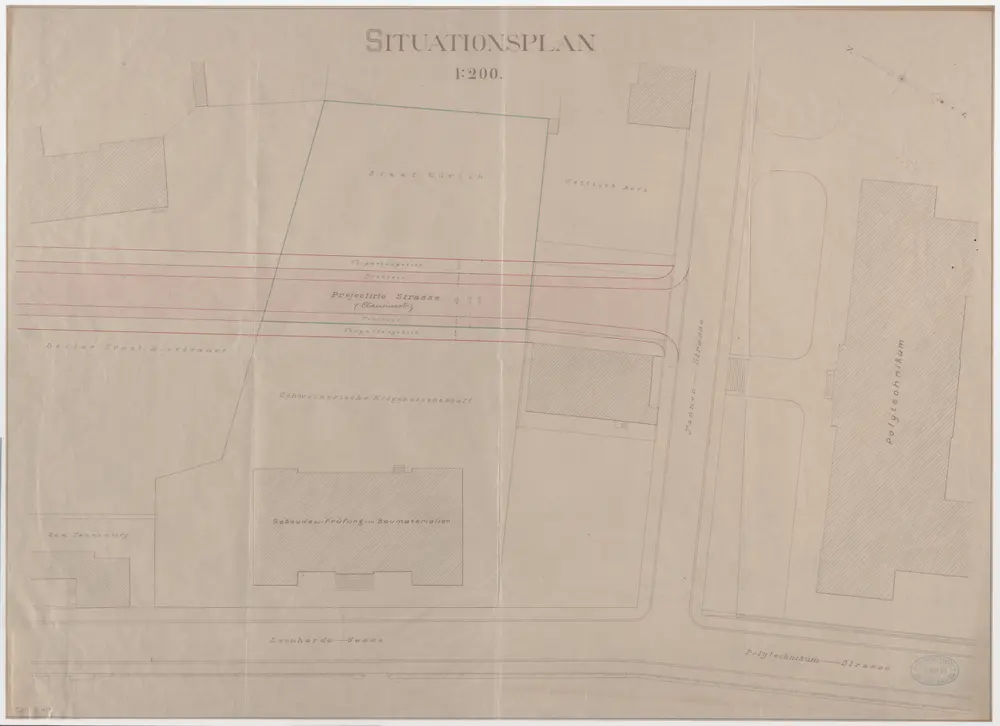 Unterstrass: Projektierte Clausiusstrasse; Grundriss