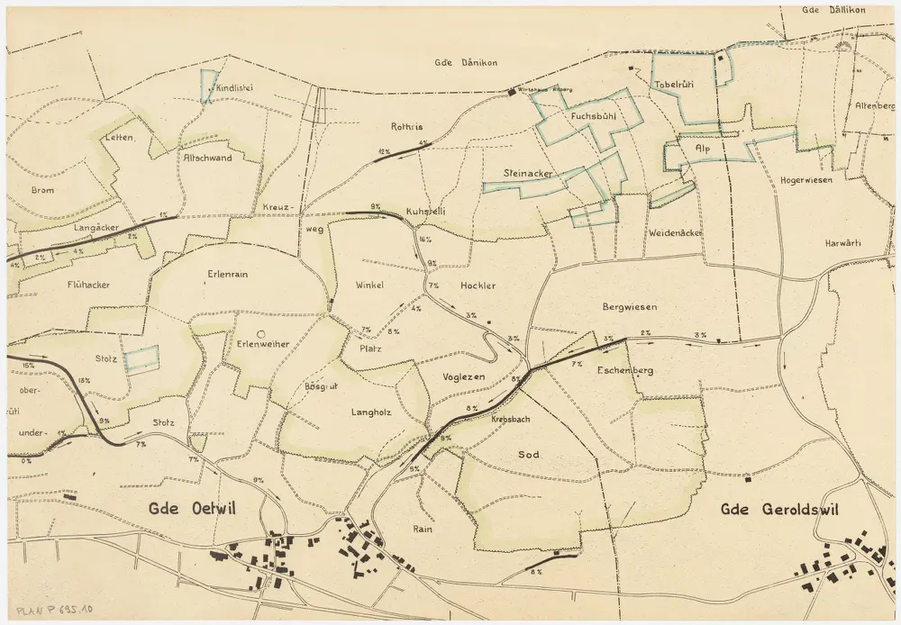 Weiningen, Geroldswil, Oetwil an der Limmat, Dänikon, Dällikon: Staatswaldungen: Oetwil an der Limmat: Stotz (Im Stutz), Äschbrig (Eschenberg), Altberg; Grundriss