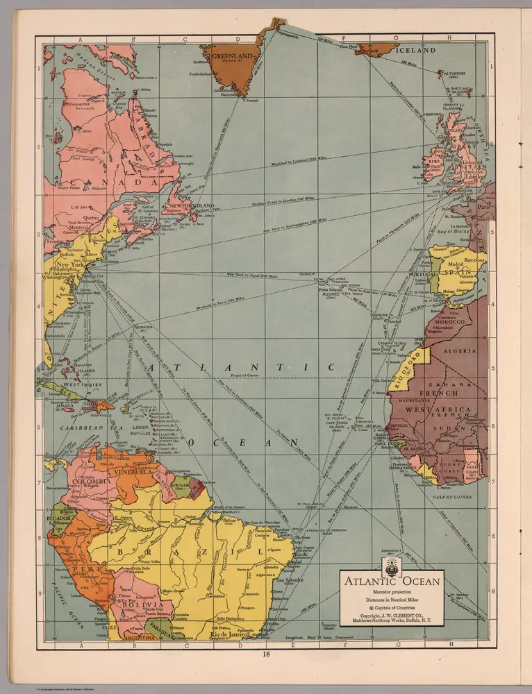 Atlantic Ocean. Mercator Projection