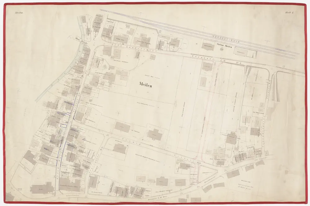 Meilen: Strassenkorrektionen der Alten Landstrasse sowie der Kirchgasse; Situationsplan (Blatt I)