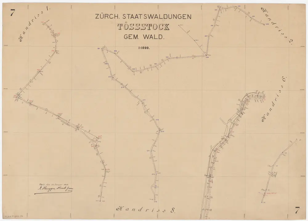 Wald, Fischenthal, Goldingen SG: Waldungen: Wald: Staatswaldung Tössstock; Grundriss 7