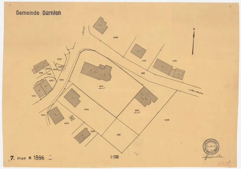 Dürnten: Kirche, Pfarrhaus und Umgebung; Grundriss