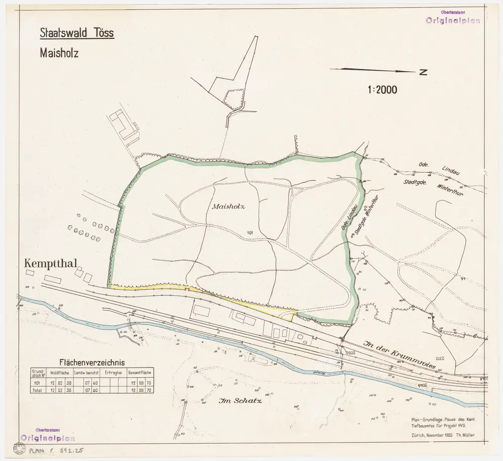 Winterthur, Töss, Lindau: Staatswaldung: Winterthur: Meisholz (Maisholz); Grundriss