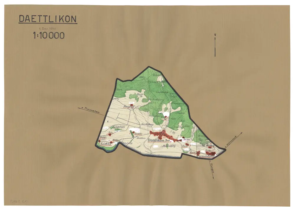 Dättlikon: Definition der Siedlungen für die eidgenössische Volkszählung am 01.12.1950; Siedlungskarte