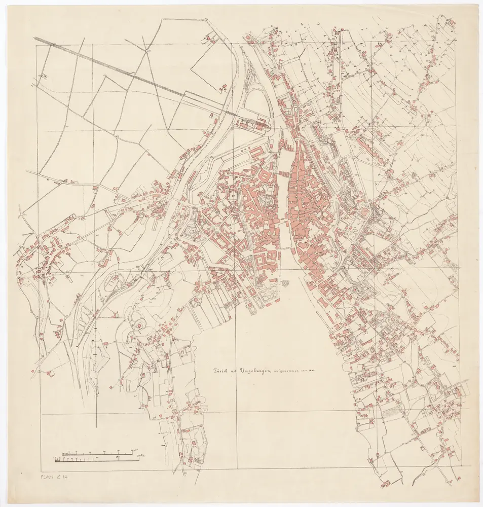 Plan der Stadt Zürich mit Umgebungen