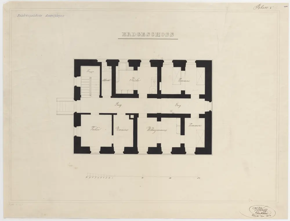 Andelfingen: Bezirksgebäude, Erdgeschoss; Grundriss (Blatt I)