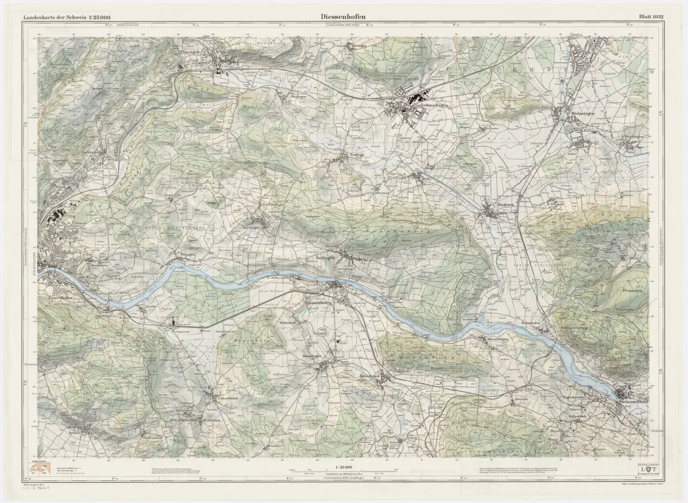 Landeskarte der Schweiz 1 : 25000: Den Kanton Zürich betreffende Blätter: Blatt 1032: Diessenhofen TG