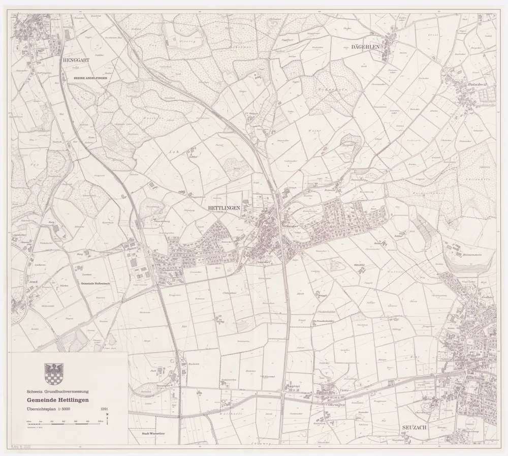 Hettlingen: Gemeinde; Übersichtsplan (Schweizerische Grundbuchvermessung)