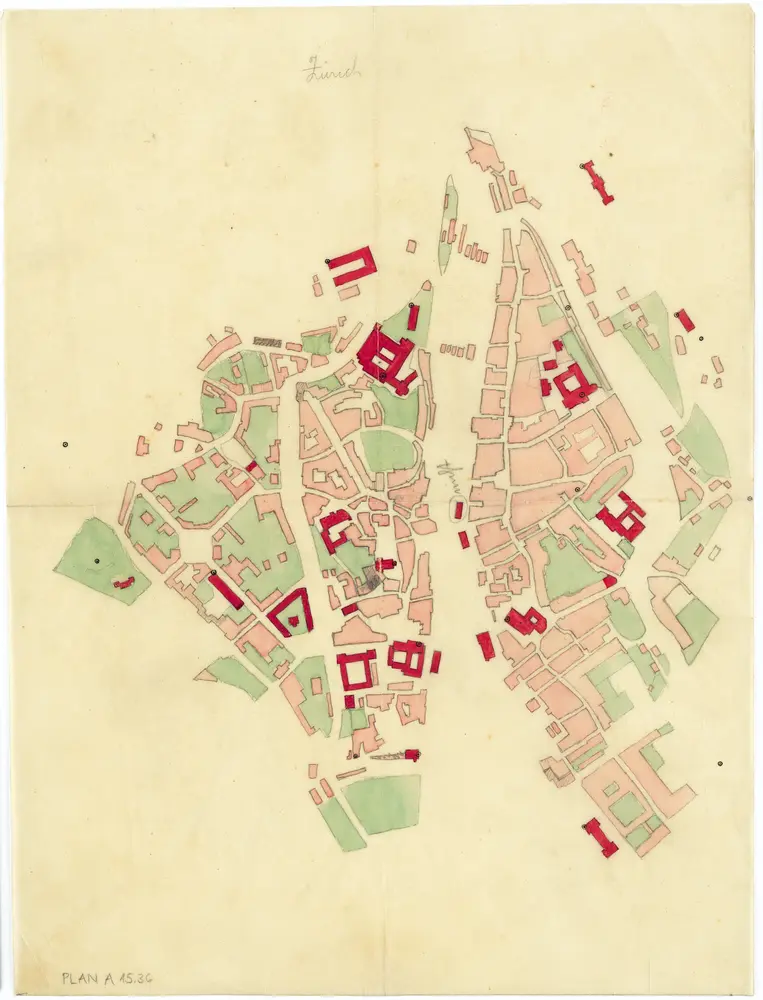 Vorlagen für die Topographische Karte des Kantons Zürich (Wild-Karte): Bezirk Zürich: Kartenbild-Pause: Zürich