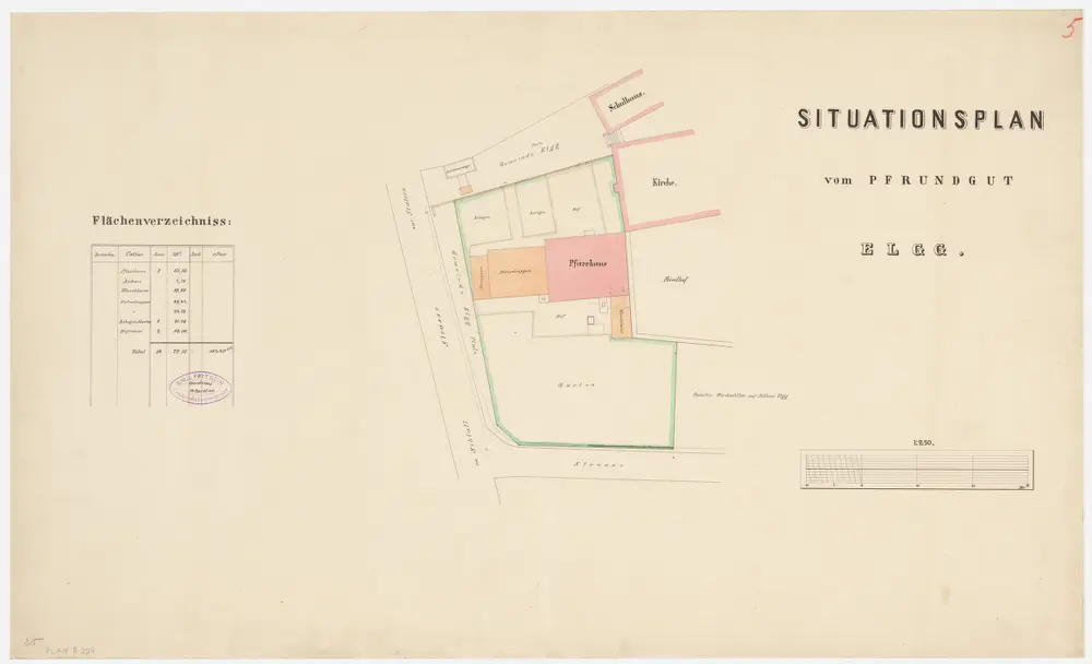 Elgg: Pfrundgut mit Kirche und Pfarrhaus; Grundriss (Nr. 5)