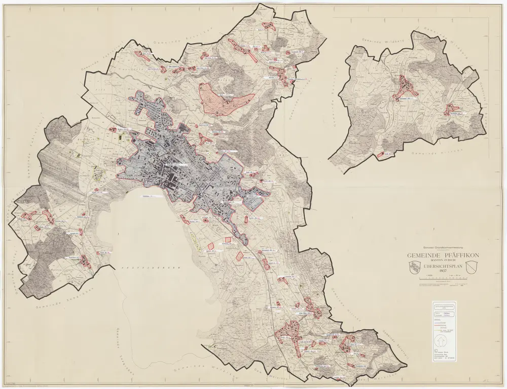 Pfäffikon: Definition der Siedlungen für die eidgenössische Volkszählung am 01.12.1970; Siedlungskarte