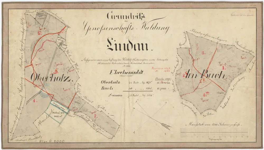 Lindau: Genossenschaftswaldungen Buech (Buch), Oberholz; Grundrisse