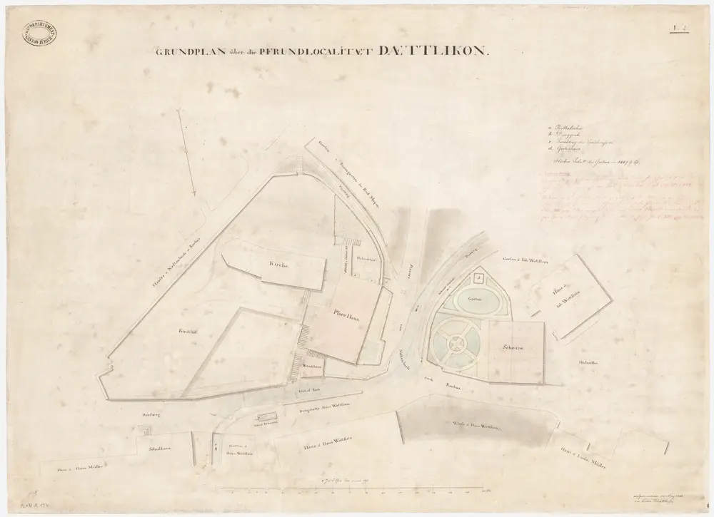 Dättlikon: Pfrundlokalität mit Kirche, Pfarrhaus und Umgebung; Grundriss (Nr. 2)