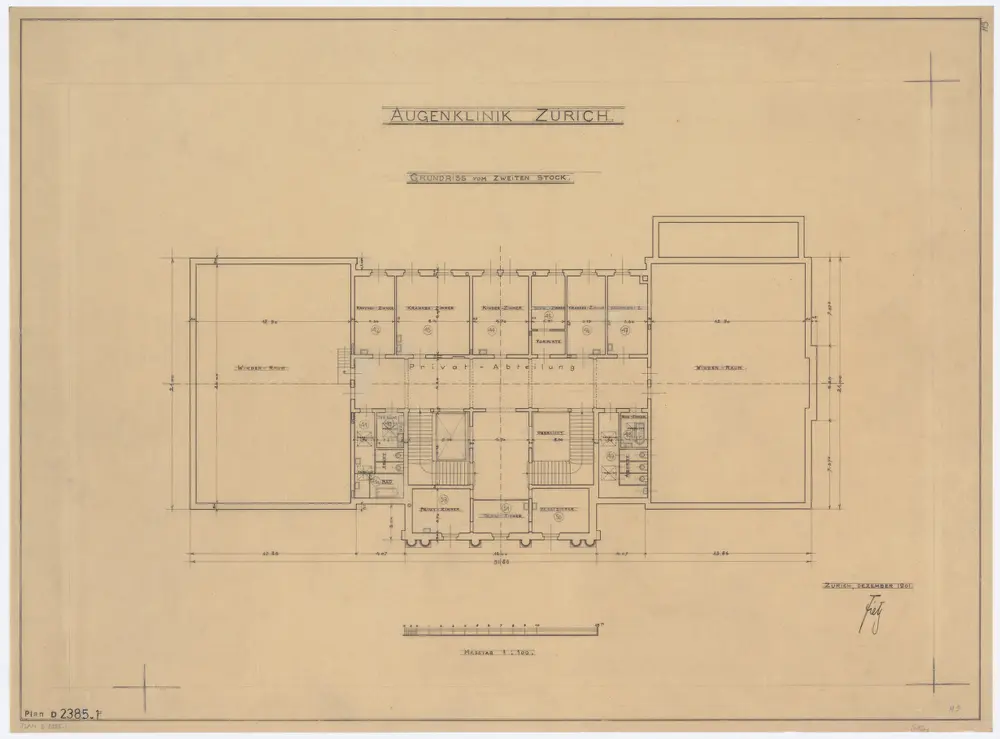 Augenklinik, Rämistrasse 73: Grundrisse: 2. Stock; Grundriss